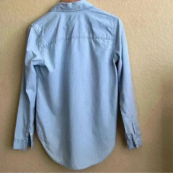 Lucky Brand Long Sleeve Distressed Denim Button Down Shirt - Picture 2 of 5